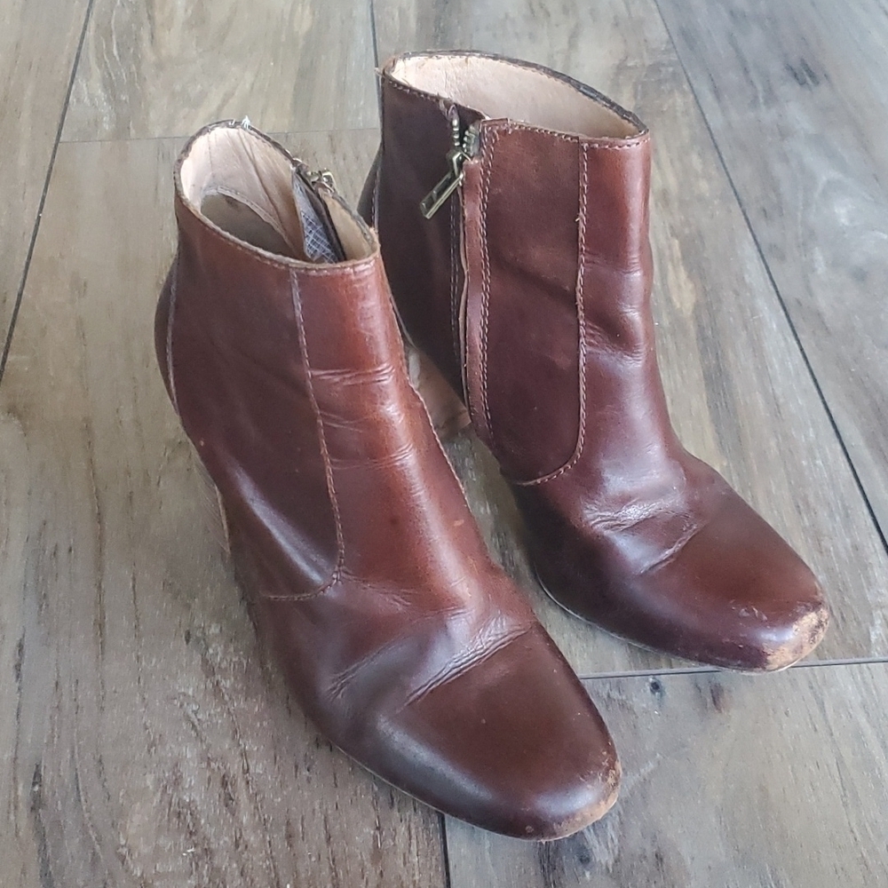 Madewell Womens Ankle Leather Cherry Wood StitcheHigh Heels Shoes Bootie